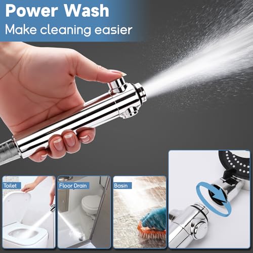 XFIRE-GEAR RV Shower Head with Hose, 5+1 Mode High Pressure Replacement with On/Off Switch, Water Saving Motorhome Shower Head for RV/Campervan, Caravan(Silver) - Image 3