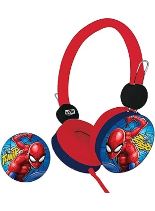 SMD Marvel Spider-Man Auxiliary Headphones with Stickers | Wired kids headphones featuring Spider-Man design, aux connectivity, soft ear cushions, adjustable headband, and stickers for customization - Image 2
