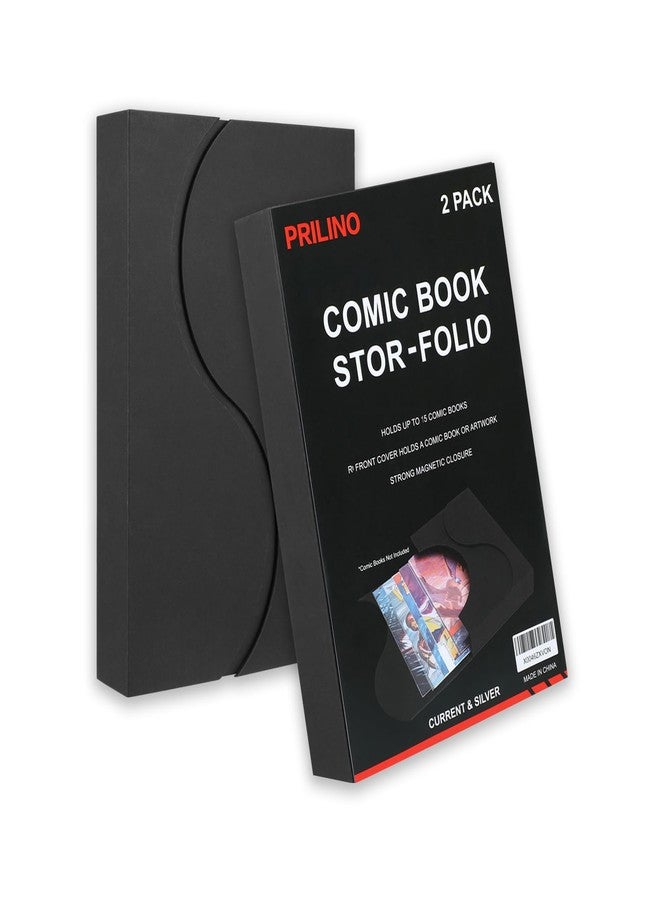 Prilino 2-Pack Black Comic Book Stor-Folio - Storage Box for Current and Silver Age Comics, Portable Folio With Strong Magnetic Closure, Ideal for Conventions - Image 1