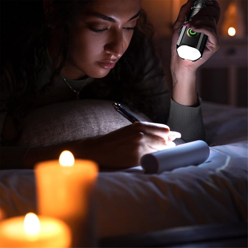 مصباح يدوي صغير ومقاوم للماء: مصباح LED صغير أسود طول 3 بوصات IP65 عالي الإضاءة - تصميم غطاء ذيل مغناطيسي مع مقبض مصباح تدактиكي EDC لمغامرات التخييم الخارجي - Image 3