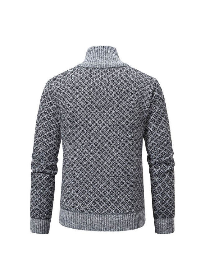 general Mens Winter Cardigan Sweatercoats Male Stand Collar Fleece Sweaters Jacket Warm Slim Sweater Jacket for Men - Image 2