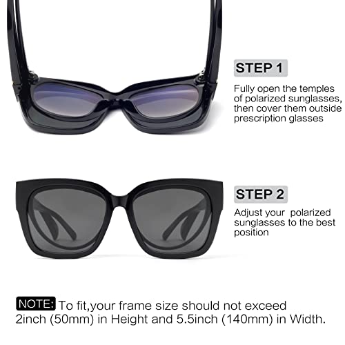 Face Shadow Polarized Sunglasses Over Glasses for Women Men, Fit Over Glasses Sunglasses Square Oversized Sunglasses UV Protection Lightweight - Image 5