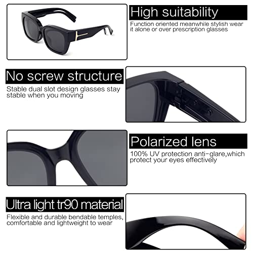 Face Shadow Polarized Sunglasses Over Glasses for Women Men, Fit Over Glasses Sunglasses Square Oversized Sunglasses UV Protection Lightweight - Image 4