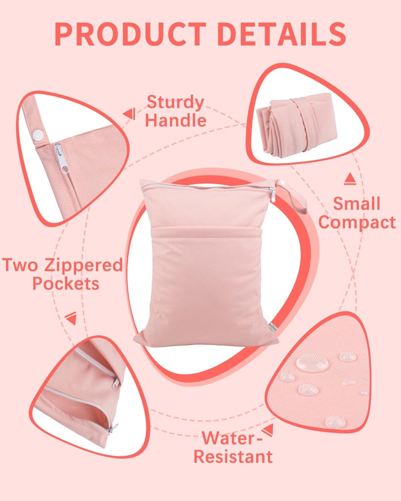 babygoal Wet Dry Bags for Baby Cloth Diapers, Washable Travel Bags, Beach, Pool, Gym Bag for Swimsuits & Wet Clothes with 2 Pockets 3 Pack 3LN09 - Image 2