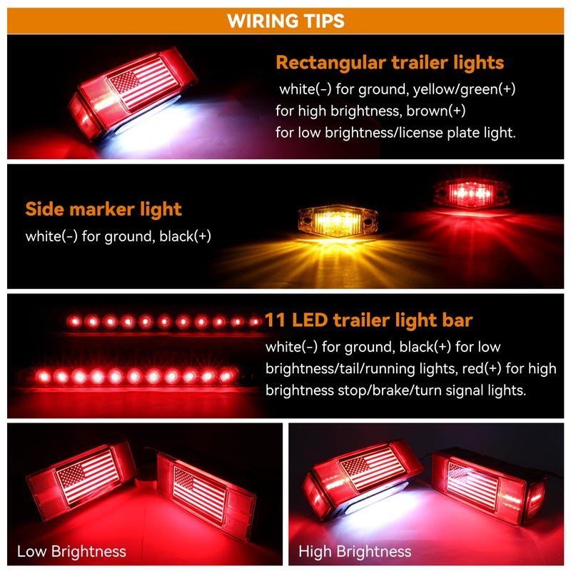 RVZONE LED Trailer Lights Kit for Utility IP68 Waterproof Boat Trailer Lights and Wiring Kit w/License Plate Lights Brake Lighting Marker Lighting, for Boat Truck RV - Image 5
