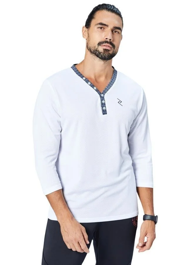 ZAECY Men's V-neck 3/4 sleeve T-shirt