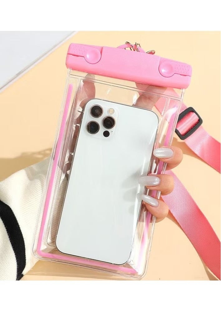 ترينفي جراب هاتف مقاوم للماء باللون الوردي - متوافق مع iPhone 12/13/14/15 Pro Max وSamsung Galaxy S22/S23 Ultra، غطاء هاتف كامل الحماية تحت الماء للسباحة والغوص والشاطئ والاستخدام في الهواء الطلق