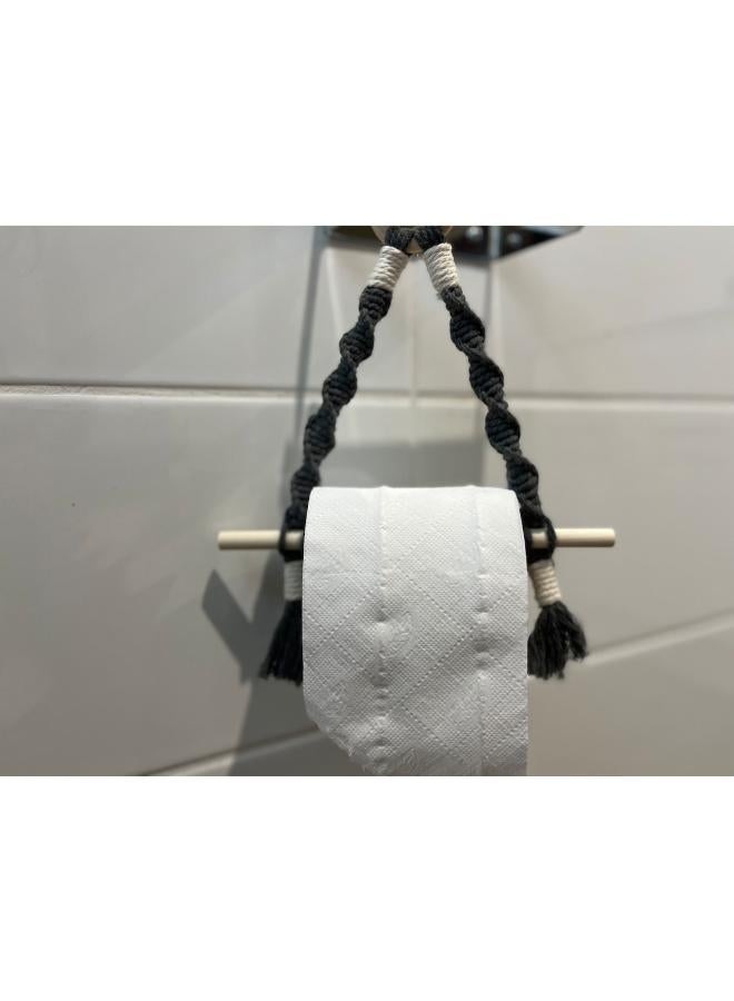 انتيكيانو حامل مناديل خارجي مكرمية من خيوط القطن، حامل ورق مكرمية يثبت على الحائط - Image 3