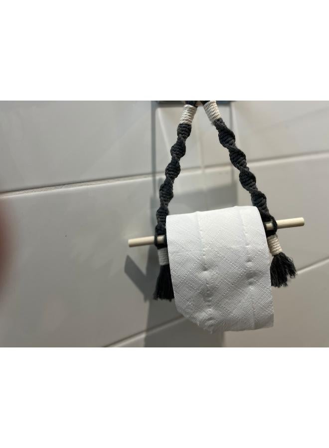 انتيكيانو حامل مناديل خارجي مكرمية من خيوط القطن، حامل ورق مكرمية يثبت على الحائط - Image 2