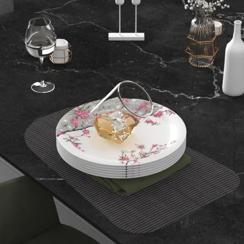 Castleite Piccolo Melamine Quarter Plates Set of 6 - Size 8', Non Breakable, Round Designer Plate for Serving Snacks, Breakfast, Lunch or Dinner at Home, Kitchen, or Café, Stainless Rouge Blush - Image 1