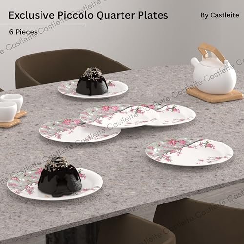 Castleite Piccolo Melamine Quarter Plates Set of 6 - Size 8', Non Breakable, Round Designer Plate for Serving Snacks, Breakfast, Lunch or Dinner at Home, Kitchen, or Café, Stainless Rouge Blush - Image 3