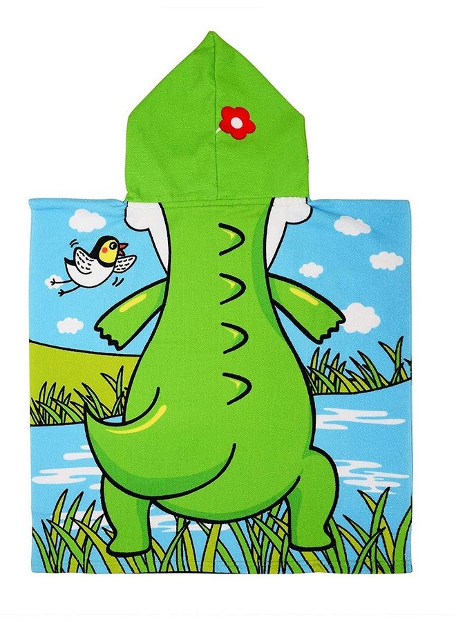 W2S Printed Hooded Poncho Bath Towels for Kids. Soft Absorbing Cartoon Printed Towels Full Size. 0-6 yrs, Size: 60x120 cm. (Crocodile) - Image 4