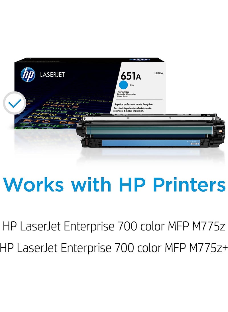 HP 651A خراطيش حبر ملون ليزر جيت الأصلية من هيوليت باكارد - Ce341A - Image 2