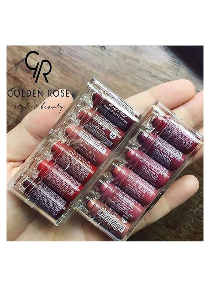 Golden Rose أحمر شفاه مخملي مطفي طويل الأمد من جولدن روز، مجموعة صغيرة من 6 قطع، مزيج 2 - Image 3