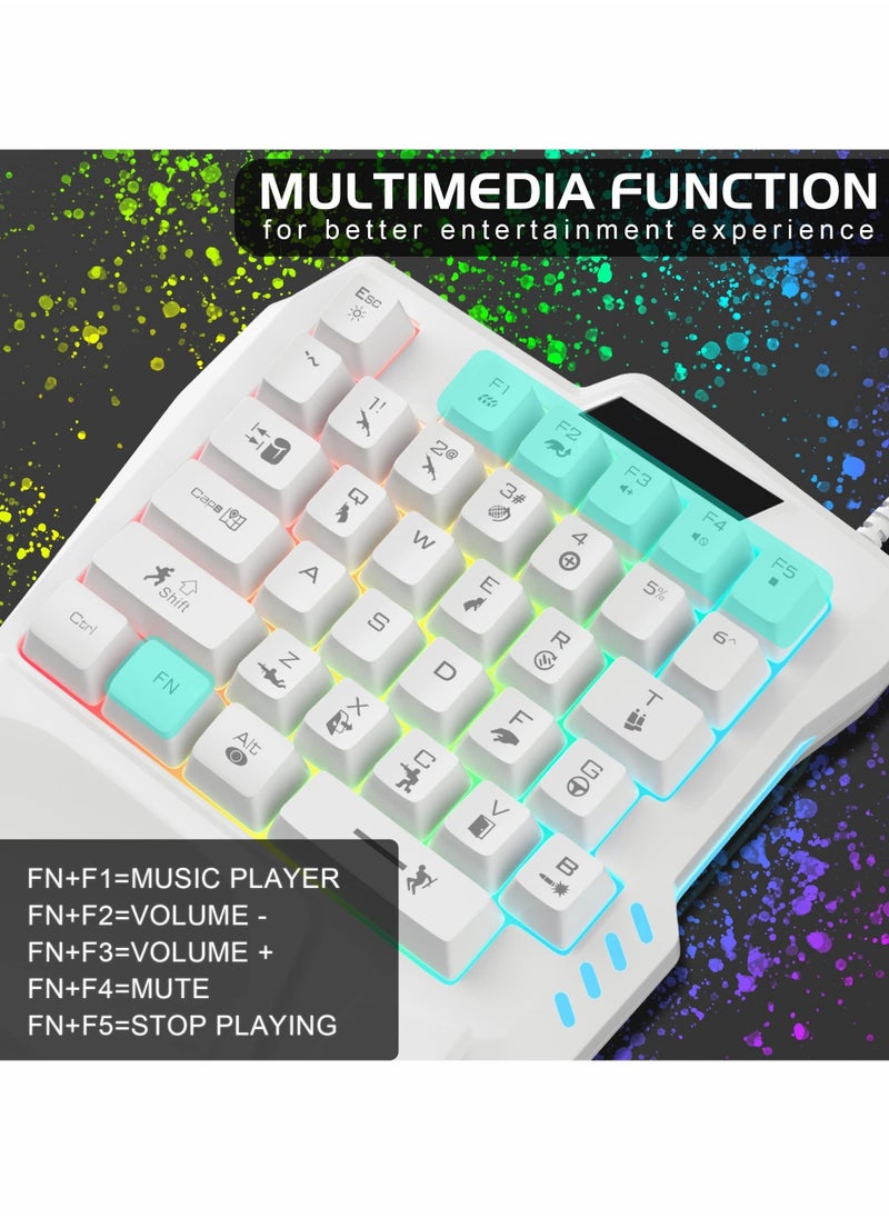 Excefore - One Handed Gaming Keyboard, Small Gaming Keyboard with Ergonomic Palm Rest, Mini Gaming Keypad - Image 1