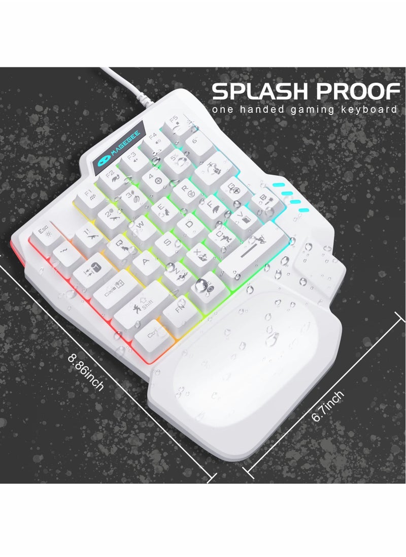 Excefore - One Handed Gaming Keyboard, Small Gaming Keyboard with Ergonomic Palm Rest, Mini Gaming Keypad - Image 1