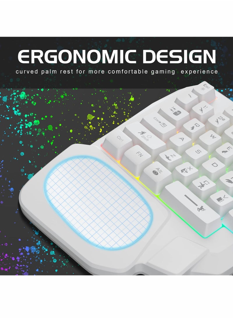Excefore - One Handed Gaming Keyboard, Small Gaming Keyboard with Ergonomic Palm Rest, Mini Gaming Keypad - Image 1