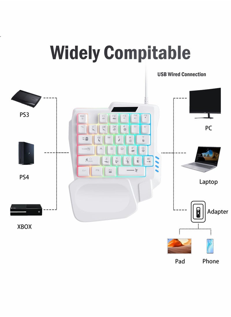 Excefore - One Handed Gaming Keyboard, Small Gaming Keyboard with Ergonomic Palm Rest, Mini Gaming Keypad - Image 1