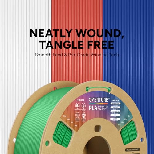 OVERTURE PLA Filament 1.75mm, Neatly Wound 3D Printer Filament 1kg Spool (2.2lbs), Dimensional Accuracy +/- 0.02 mm, Fit Most FDM 3D Printers (Green) - Image 2