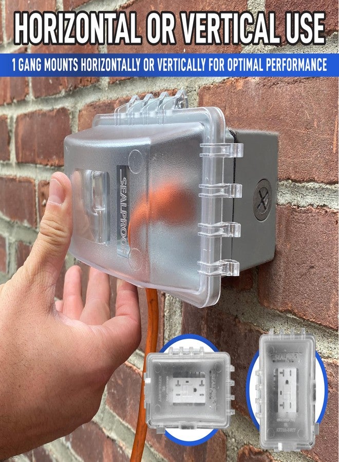 Sealproof 2-Gang Weatherproof Exterior In Use Outlet Cover and Box Kit - Double Gang Metallic Electrical Outlet Box with Three 1/2-Inch Holes and UL Extra Duty, Lockable, In Use Outdoor Outlet Cover - Image 3