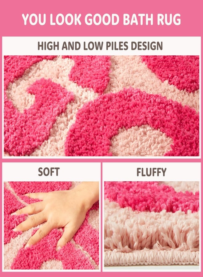 DyeFury You Look Good Bath Mat Pink, Cute Bathroom Rugs for Girls Fun Funny Funky Rug Bedroom Pink Preppy Bathroom Decor Hello Beautiful Gorgeous Bath Rugs for Kids Women Non-Slip, 25" x 21" - Image 5