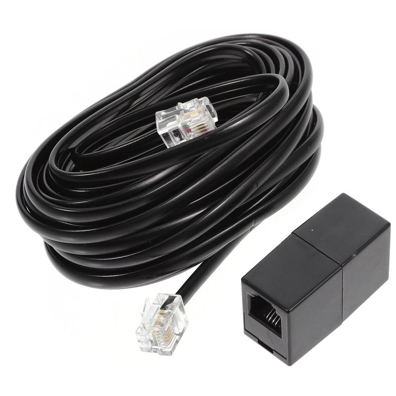15Ft Black 4 Core RJ11 Telephone Cable with Coupler and Staples Kit - Image 2