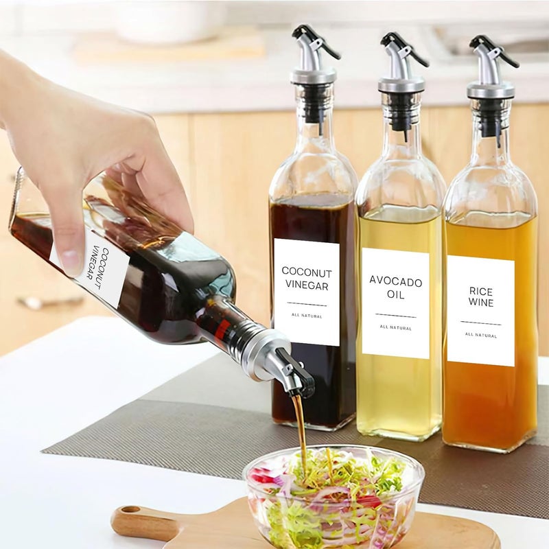 TESWEY 100 PCS Oil and Vinegar Labels for Bottles,Olive Oil and Avocado Oil Labels Stickers for Squeeze Dispensers,Cooking Oil Bottle Jar Labels(White) - Image 3