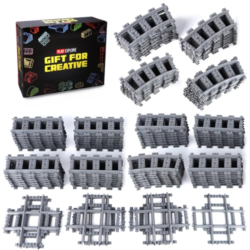 MOCBROPCS 103pcsCity Train Tracks Extension Accessory Set Compatible with Major City Train Sets 60205 60238 Railroad Building Toy for Kids Gift for Train Enthusiasts40 Curved 56 Straight 7 Crossing Rails - Image 1