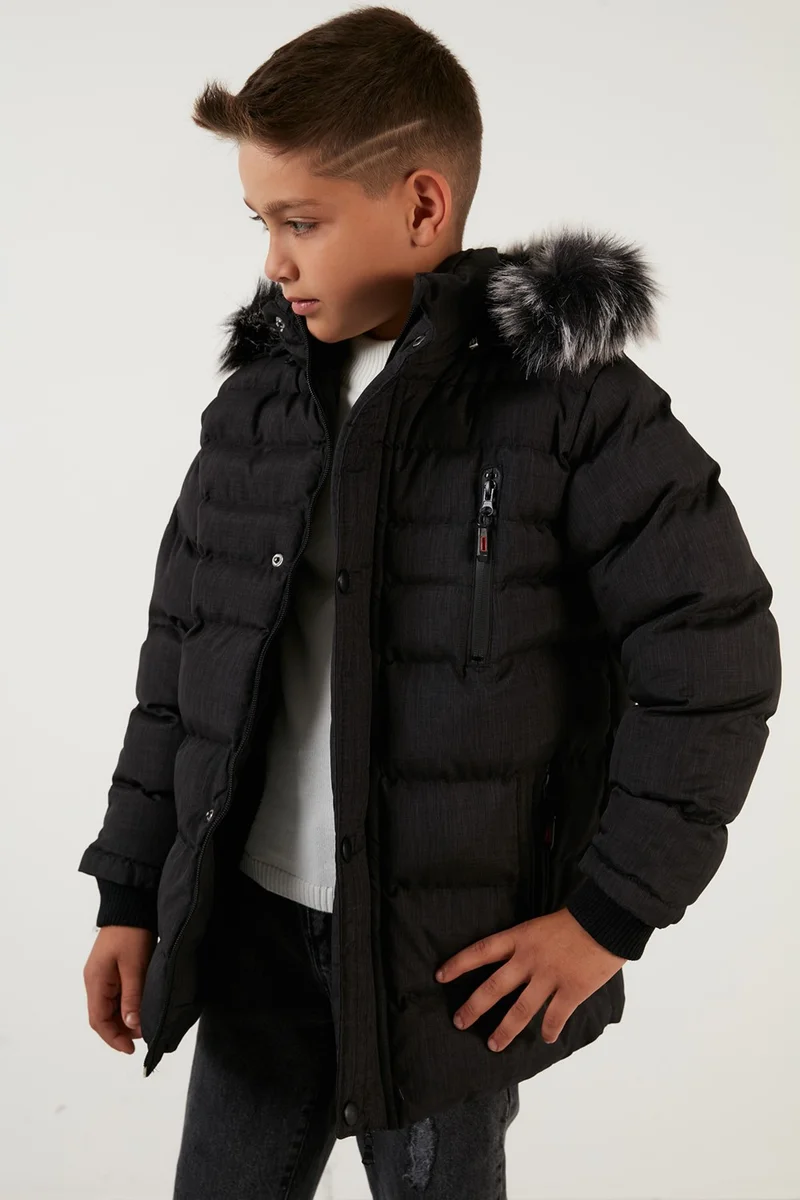 Lela Plush Lined Removable Hooded Winter Coat with Pockets Boys' Coat 5760024