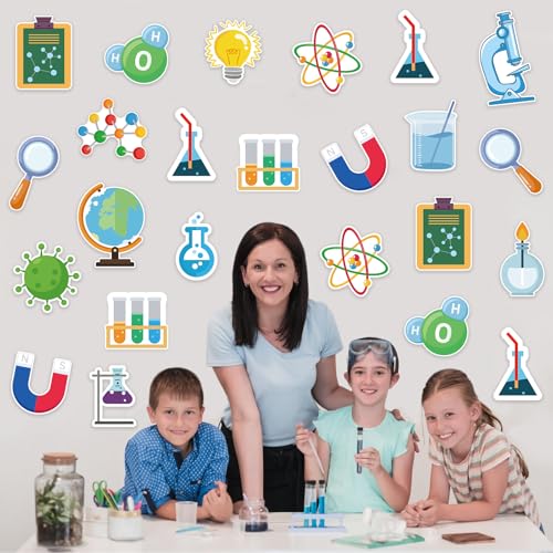 Machomby 48Pcs Science Cutouts Science Bulletin Board Decorations, Science Lab Accents Science Cut-Outs Science Theme Party Cutouts for Classroom School Home Office Bulletin Board Wall Decor - Image 5