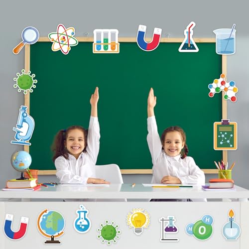 Machomby 48Pcs Science Cutouts Science Bulletin Board Decorations, Science Lab Accents Science Cut-Outs Science Theme Party Cutouts for Classroom School Home Office Bulletin Board Wall Decor - Image 2