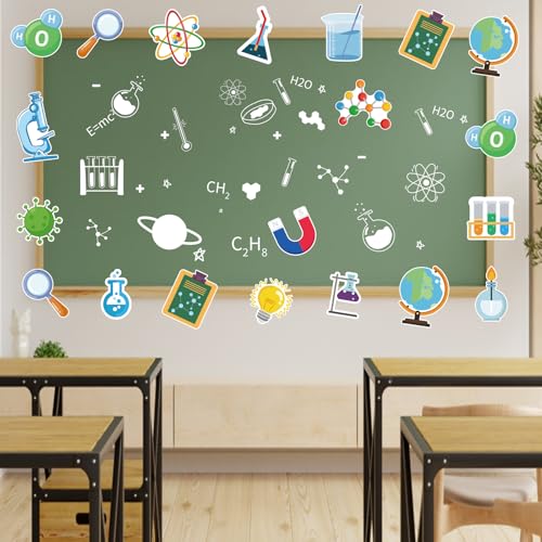 Machomby 48Pcs Science Cutouts Science Bulletin Board Decorations, Science Lab Accents Science Cut-Outs Science Theme Party Cutouts for Classroom School Home Office Bulletin Board Wall Decor - Image 4