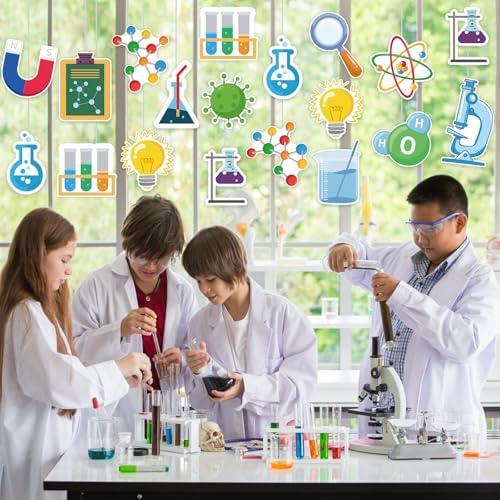Machomby 48Pcs Science Cutouts Science Bulletin Board Decorations, Science Lab Accents Science Cut-Outs Science Theme Party Cutouts for Classroom School Home Office Bulletin Board Wall Decor - Image 3