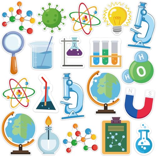 Machomby 48Pcs Science Cutouts Science Bulletin Board Decorations, Science Lab Accents Science Cut-Outs Science Theme Party Cutouts for Classroom School Home Office Bulletin Board Wall Decor - Image 1