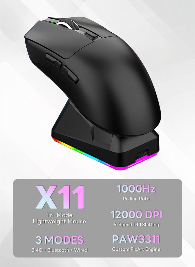 MAANGE Wireless Gaming Mouse HighSpeed  63g Lightweight 30K DPI Optical Sensor Gen 8 Programmable Controls Classic Black - Image 2