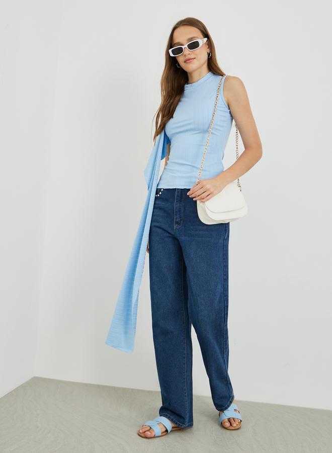 Take Two Textured Round Neck Sleeveless Top - Image 2