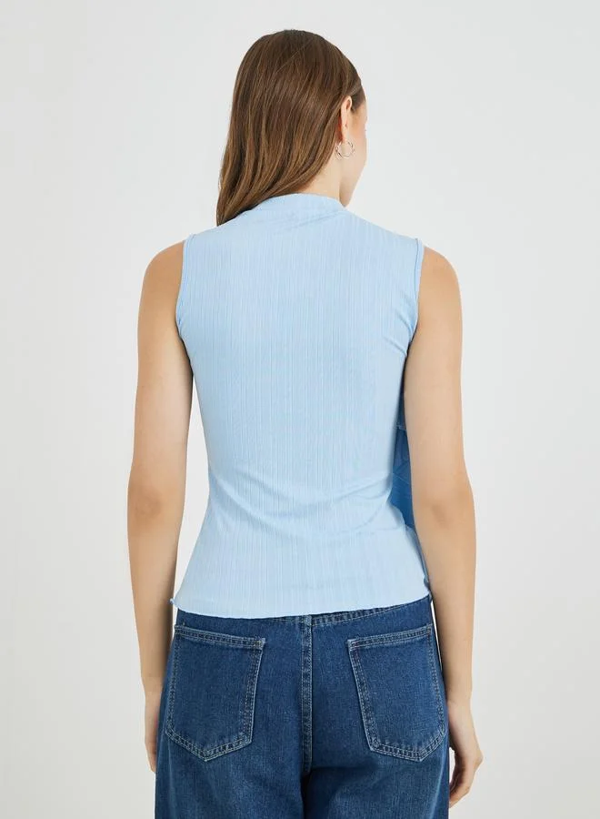 Take Two Textured Round Neck Sleeveless Top
