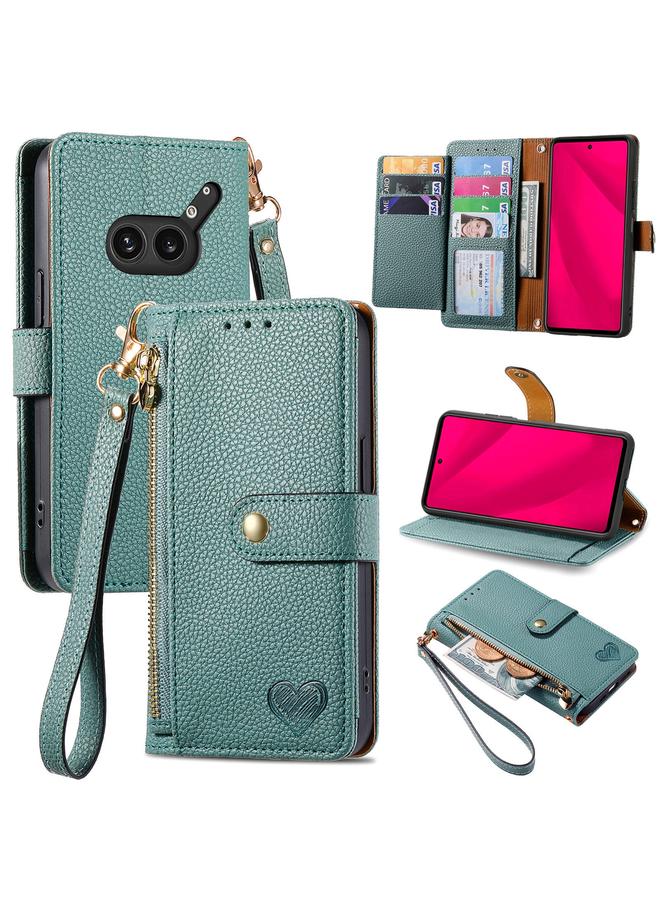 S-TOP Case For Nothing Phone 2a Plus Love Zipper Lanyard Leather Phone Case - Image 1