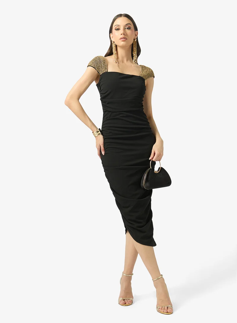 Virgos Lounge  Bibiana Dress With Beaded Sleeves for Women | Best Price UAE