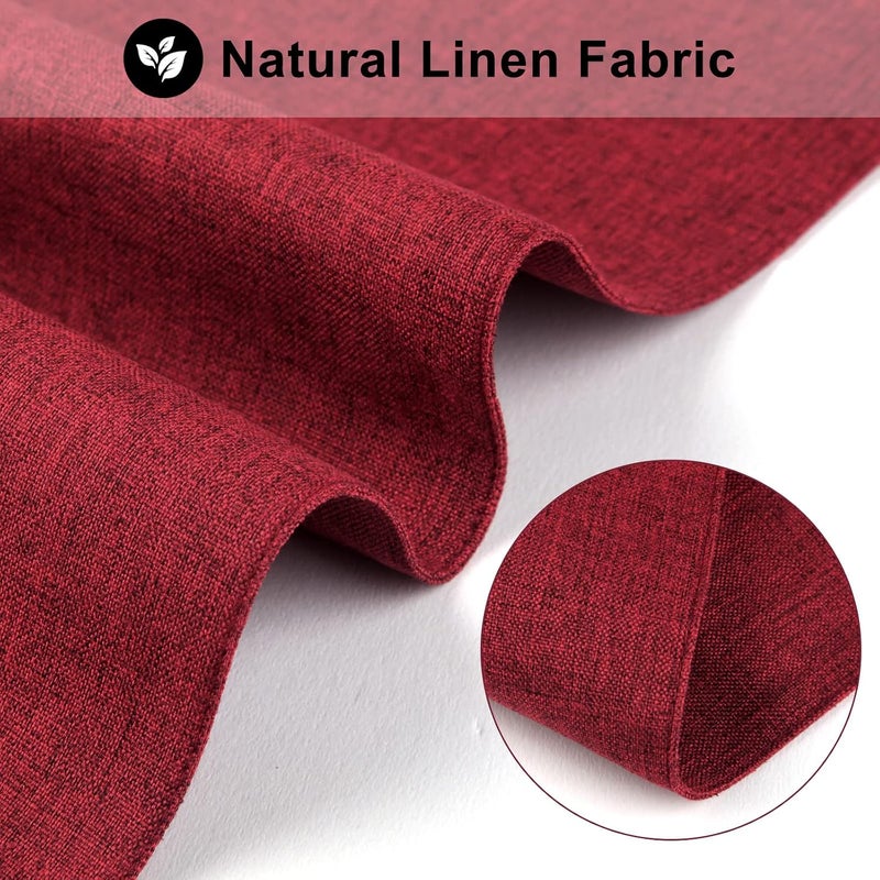 LANDVIEW Leakproof sealed Cloth Placemats Set of 6, Cotton Linen Blend Machine Washable Durable Linen Table Mats, Heat Resistant Placemats Wrinkle Free Place Mats for Dining Table, Easy to Clean (Burgundy, 6) Cross product combo compatible - Image 3