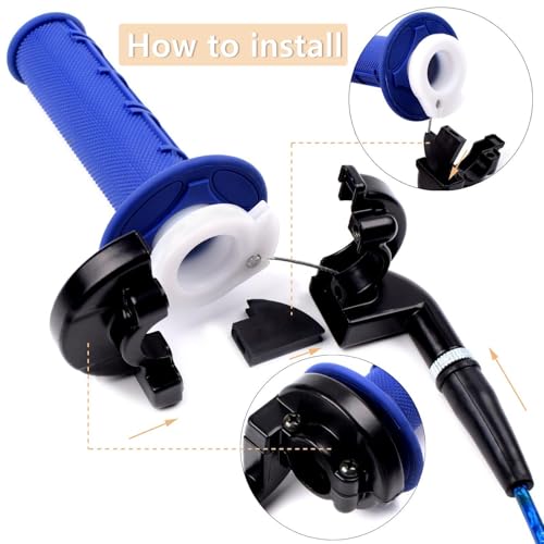 Heymaillc 7/8" 22mm Twist Throttle Accelerator Handle Grip and Cable Set for 50cc 90cc 110cc 125cc SSR Coolster Apollo CRF50 Pit Dirt Bike Mini Bike Pocket Bike(Blue) - Image 5