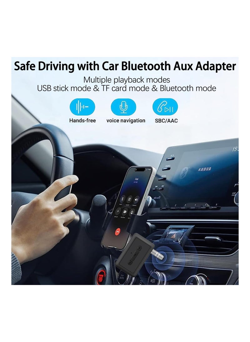KASTWAVE Car Bluetooth AUX Adapter,Bluetooth 5.2 Receiver, 3.5mm Jack Hands-free Calls 2 in 1 Bluetooth Transmitter Receiver Supports U-Disk/TF Card Playback Adapter for Car Home Stereo/Speaker/Headphones - Image 5