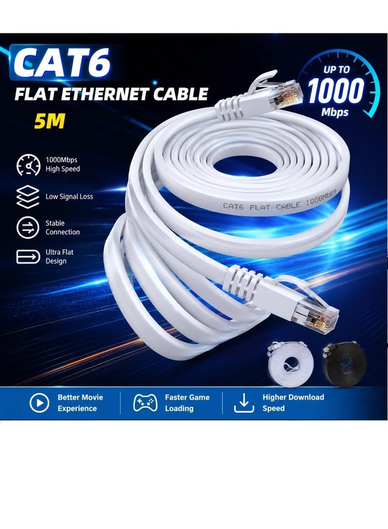 High Speed RJ45 Cat6 Ethernet Patch Cable LAN Cable 5 Meter, Network Cable for PS4 PS3 Nintendo Switch Raspberry Pi 4 Smart TV Computer Modem Router, Reliable Wired Internet Connection