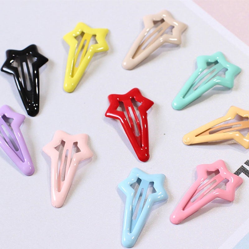 DaycountÂ® 10pcs Colorful Stars Duckbill Clip Hair Clip For Ladies Teens Girls Hair Salon Hairpin (Random Color) - Image 3