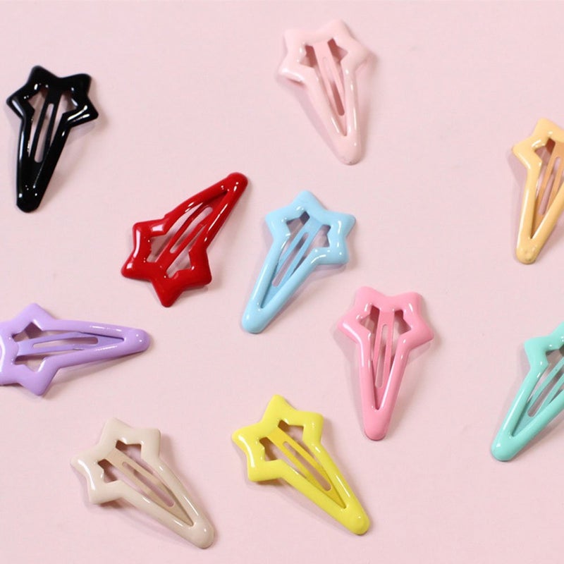 DaycountÂ® 10pcs Colorful Stars Duckbill Clip Hair Clip For Ladies Teens Girls Hair Salon Hairpin (Random Color) - Image 2