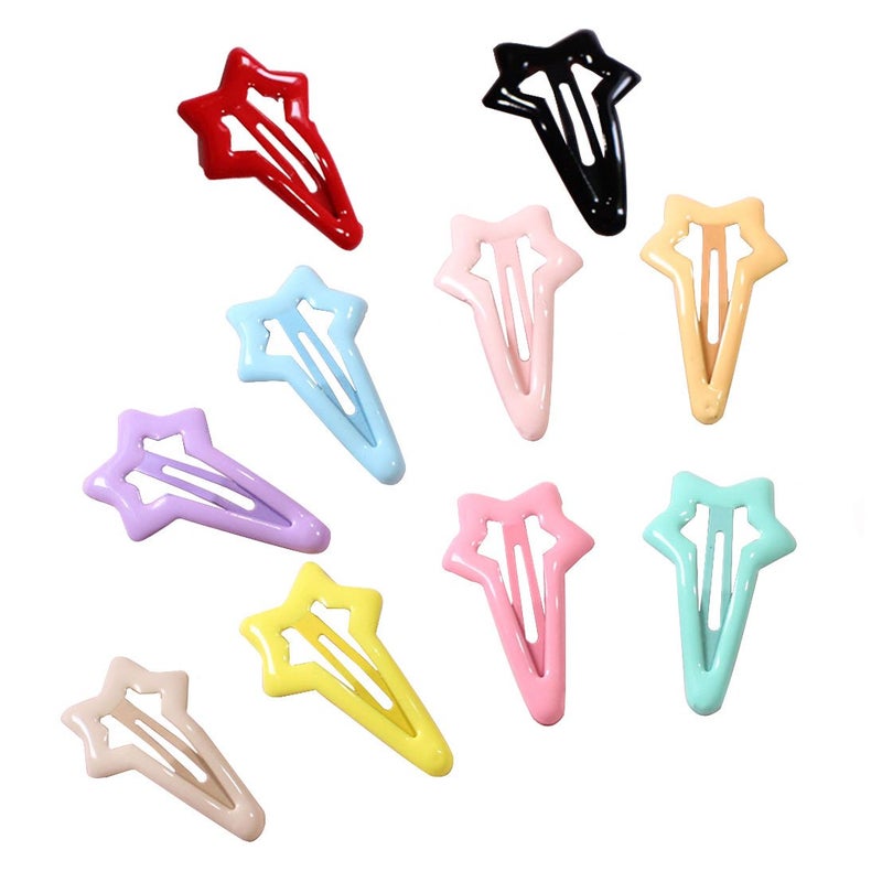 DaycountÂ® 10pcs Colorful Stars Duckbill Clip Hair Clip For Ladies Teens Girls Hair Salon Hairpin (Random Color) - Image 1