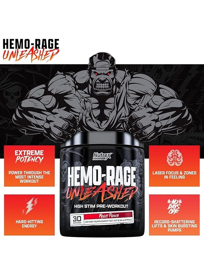 Nutrex Research - Hemo-Rage Pre-Workout - Fruit Punch - (180g) - Image 1