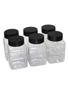 Pinnacle Mercantile Pinnacle Mercantile Plastic Spice Jars 6-Pack Square Large 17 oz.Clear Containers Sifter Shaker Spoon Lid Refillable for Seasonings, Herbs, BBQ, Spices  - Image 1
