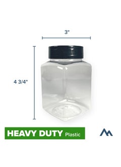 Pinnacle Mercantile Pinnacle Mercantile Plastic Spice Jars 6-Pack Square Large 17 oz.Clear Containers Sifter Shaker Spoon Lid Refillable for Seasonings, Herbs, BBQ, Spices  - Image 2