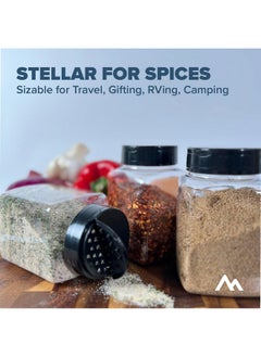 Pinnacle Mercantile Pinnacle Mercantile Plastic Spice Jars 6-Pack Square Large 17 oz.Clear Containers Sifter Shaker Spoon Lid Refillable for Seasonings, Herbs, BBQ, Spices  - Image 4